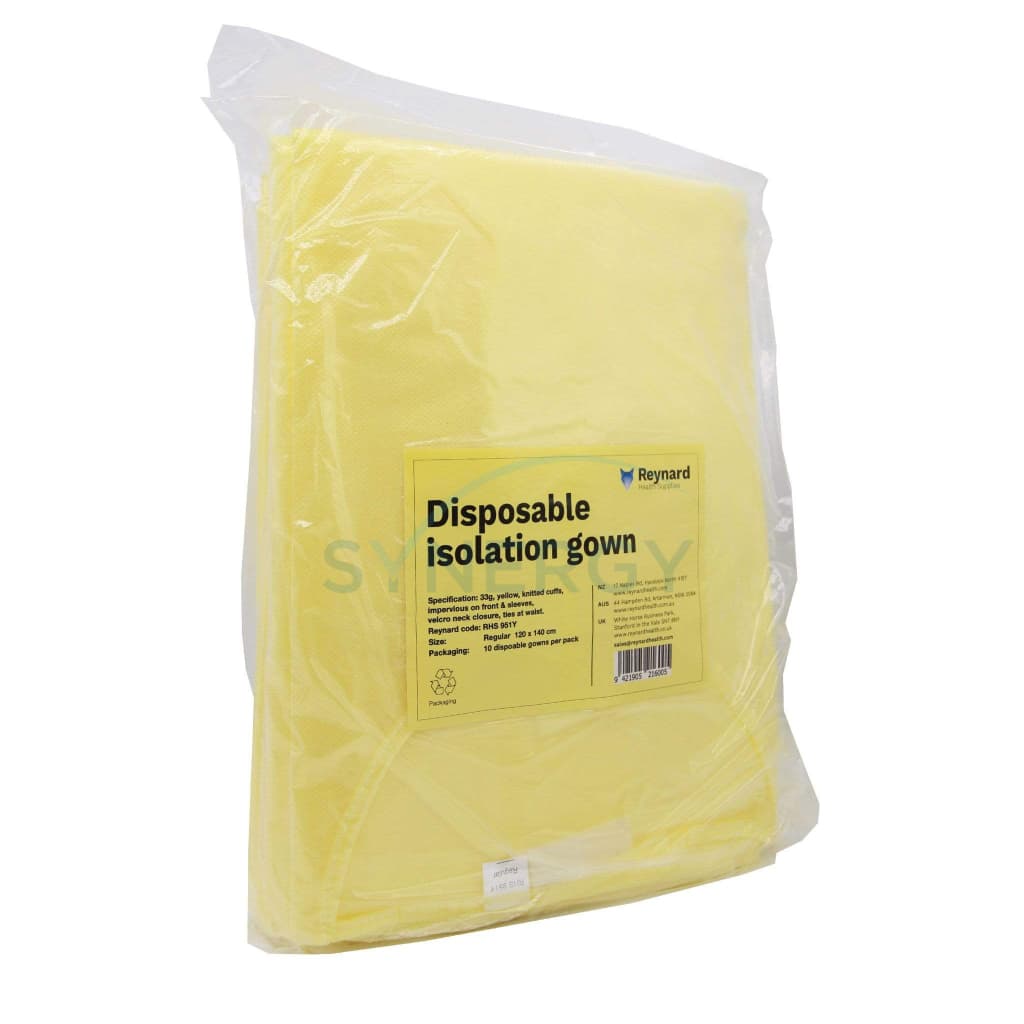 Disposable Isolation Gown 33G Regular 120 Cm X 140 - Yellow/blue