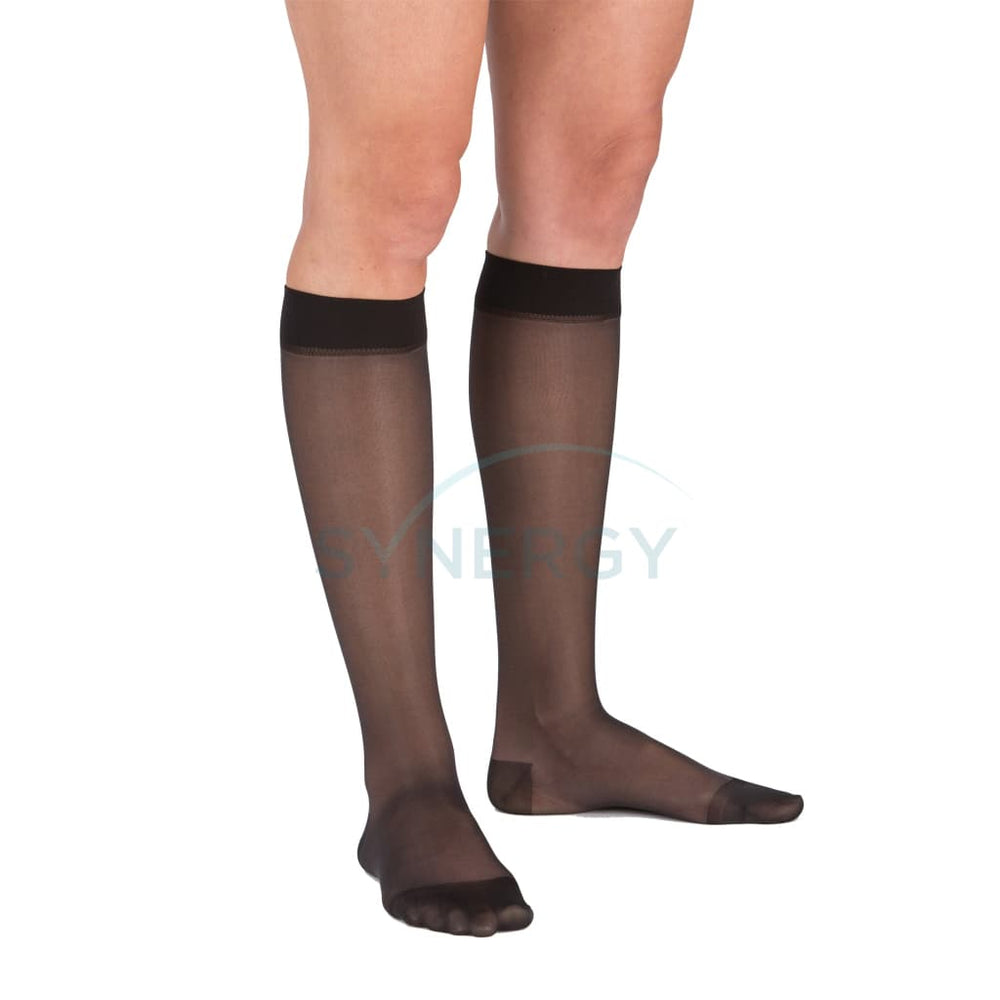 Medical Graduated Compression Close Toe Black Below Knee Legwear 20-30mmHg
