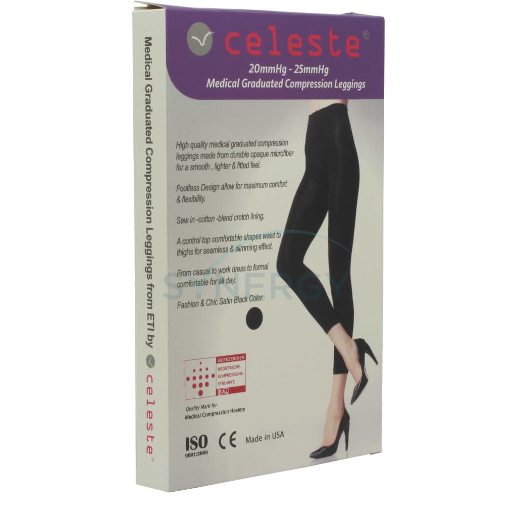 Graduated Compression Black Leggings 15-20mmHg Wellness By Synergy