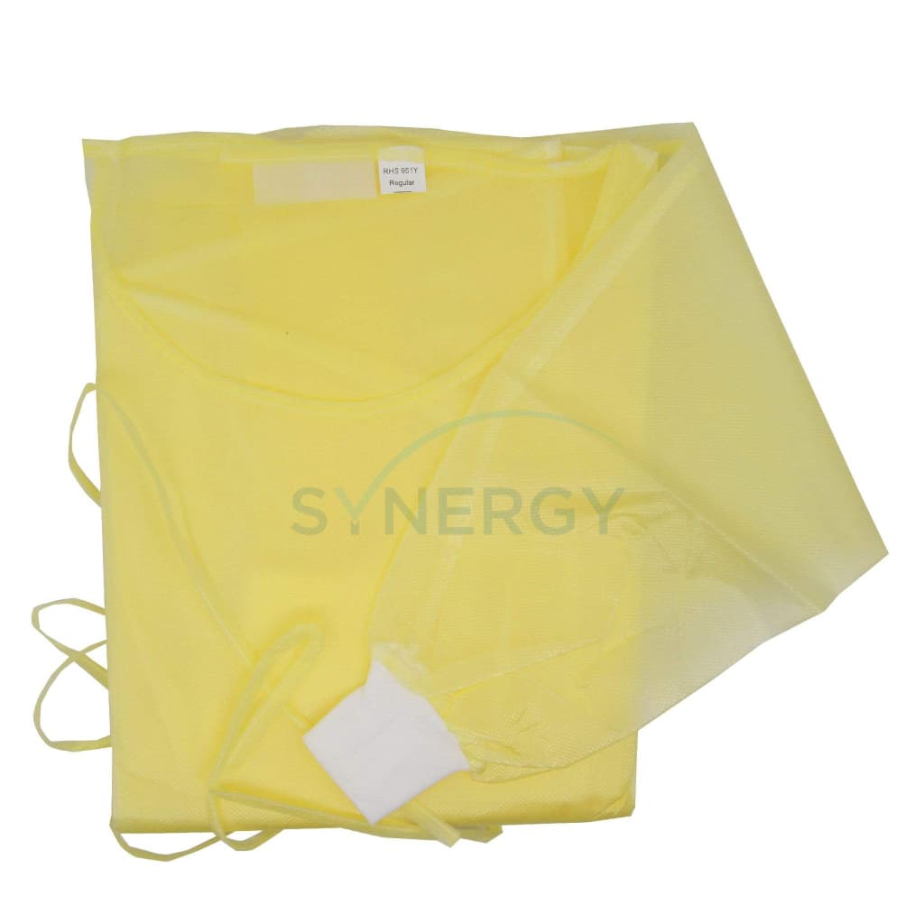 Disposable Isolation Gown 33G Regular 120 Cm X 140 - Yellow/blue