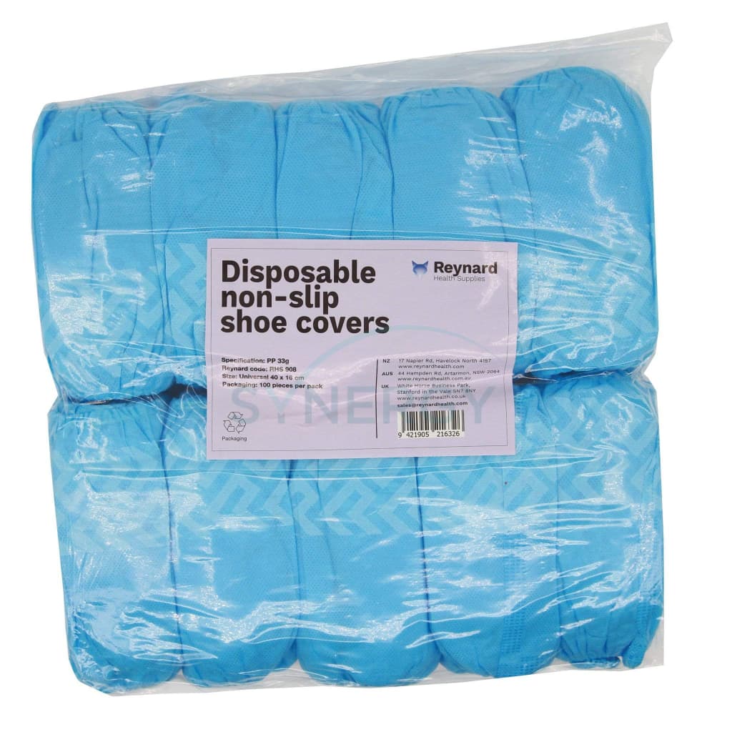 Disposable Non Slip Shoe Covers 33G 40Cm X 16Cm Universal Size Blue
