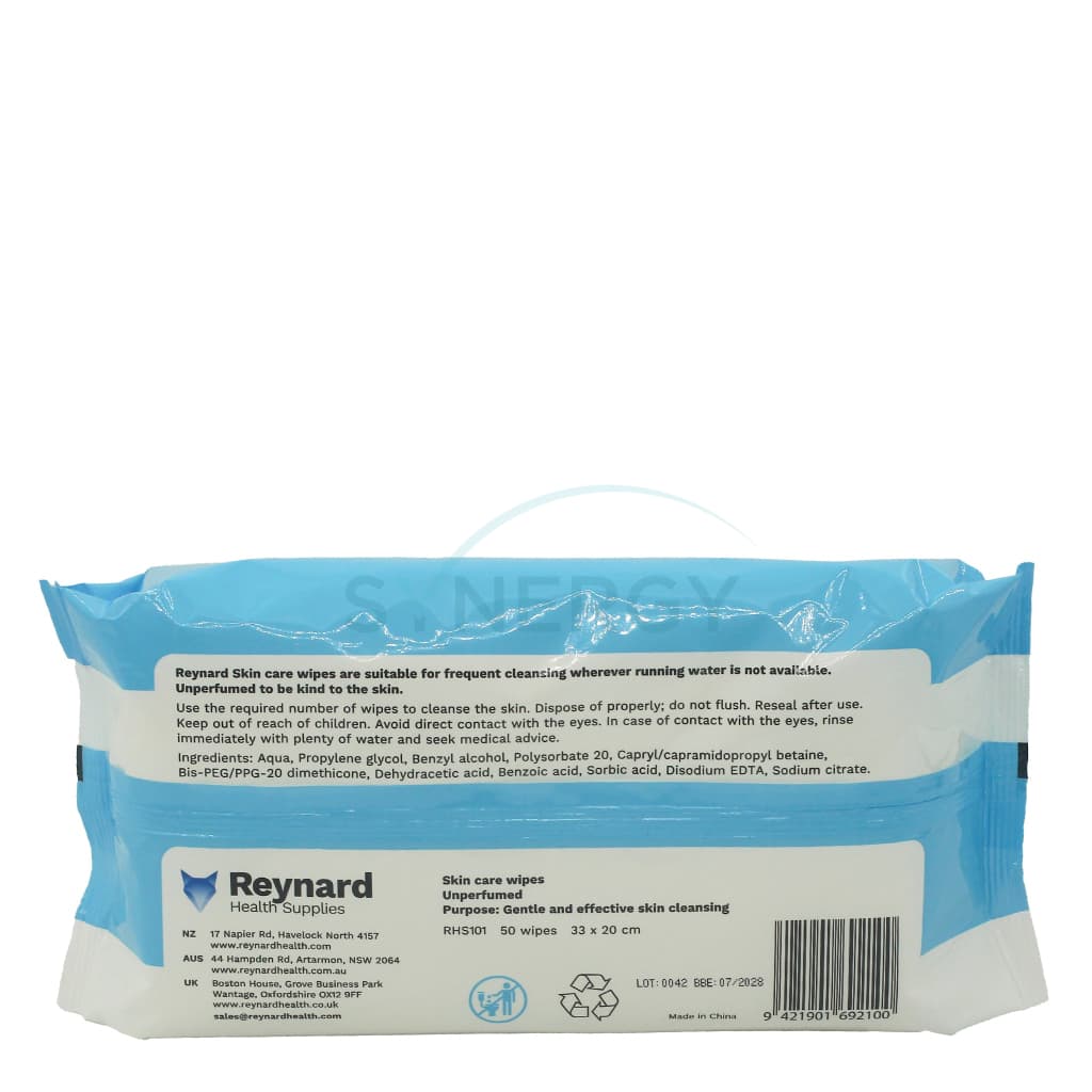 Reynard Skin Care Wipes 33x20cm (Pk of 50’s)