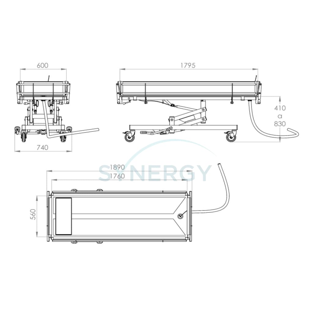 Shower Trolley with Hydraulic Lifting System