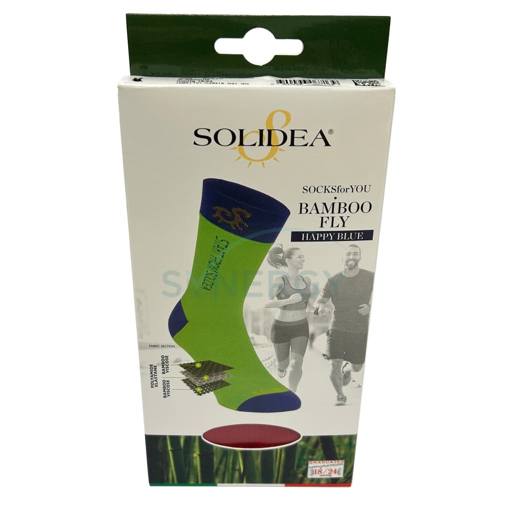 Solidea Graduated Compression Unisex Bamboo Fly Happy Blue Socks 18/24 Mmhg Mid-Calf