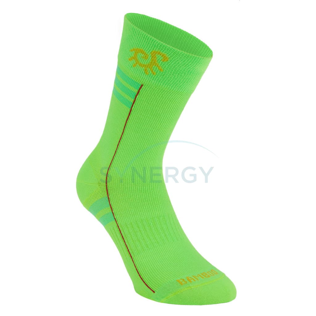 Solidea Graduated Compression Unisex Bamboo Fly Performance Socks 18/24 Mmhg Mid-Calf Verde Fluo -