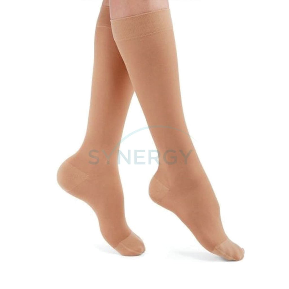 Medical Graduated Compression Beige Close Toe Below Knee Legwear 20-30mmHg